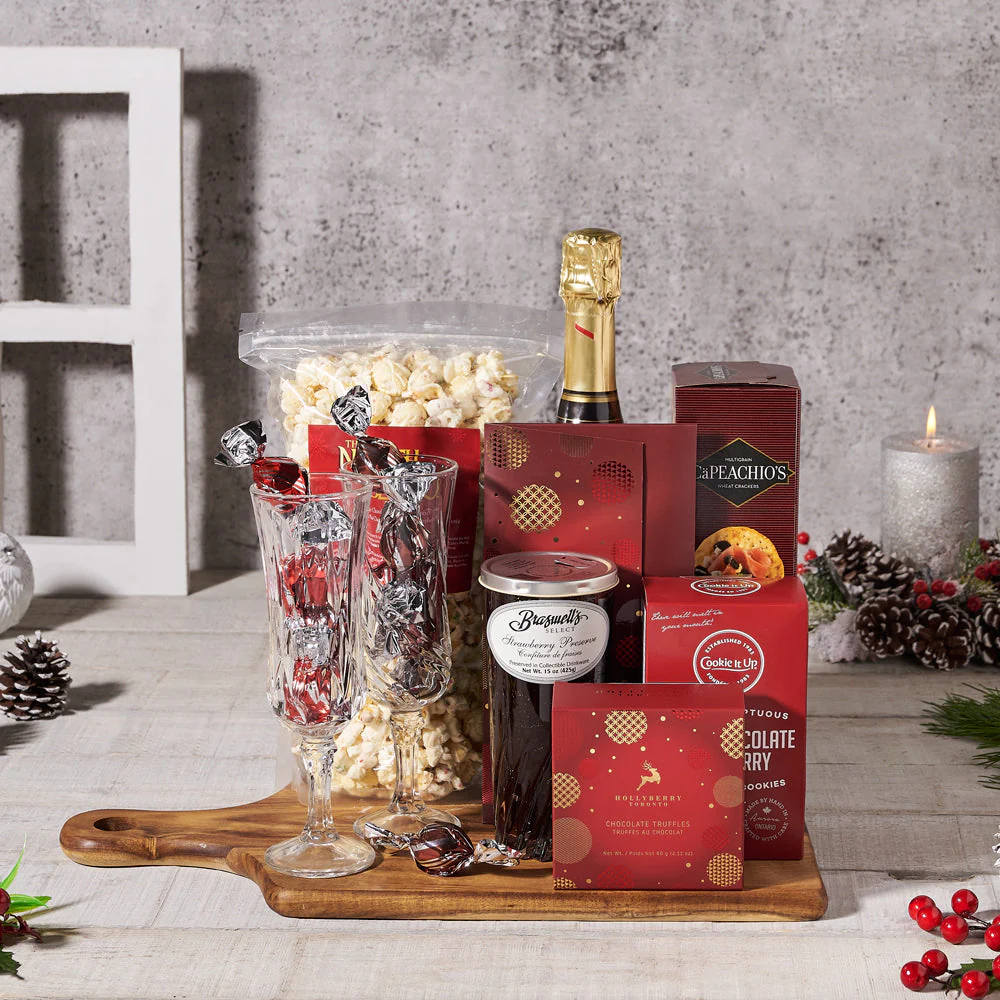 Christmas Champagne & Gourmet Snack Basket