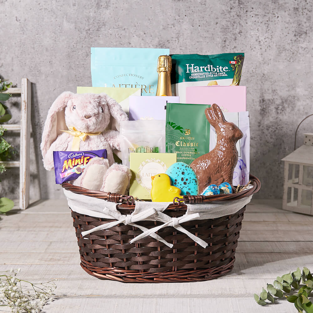 Easter Feast Basket with Champagne