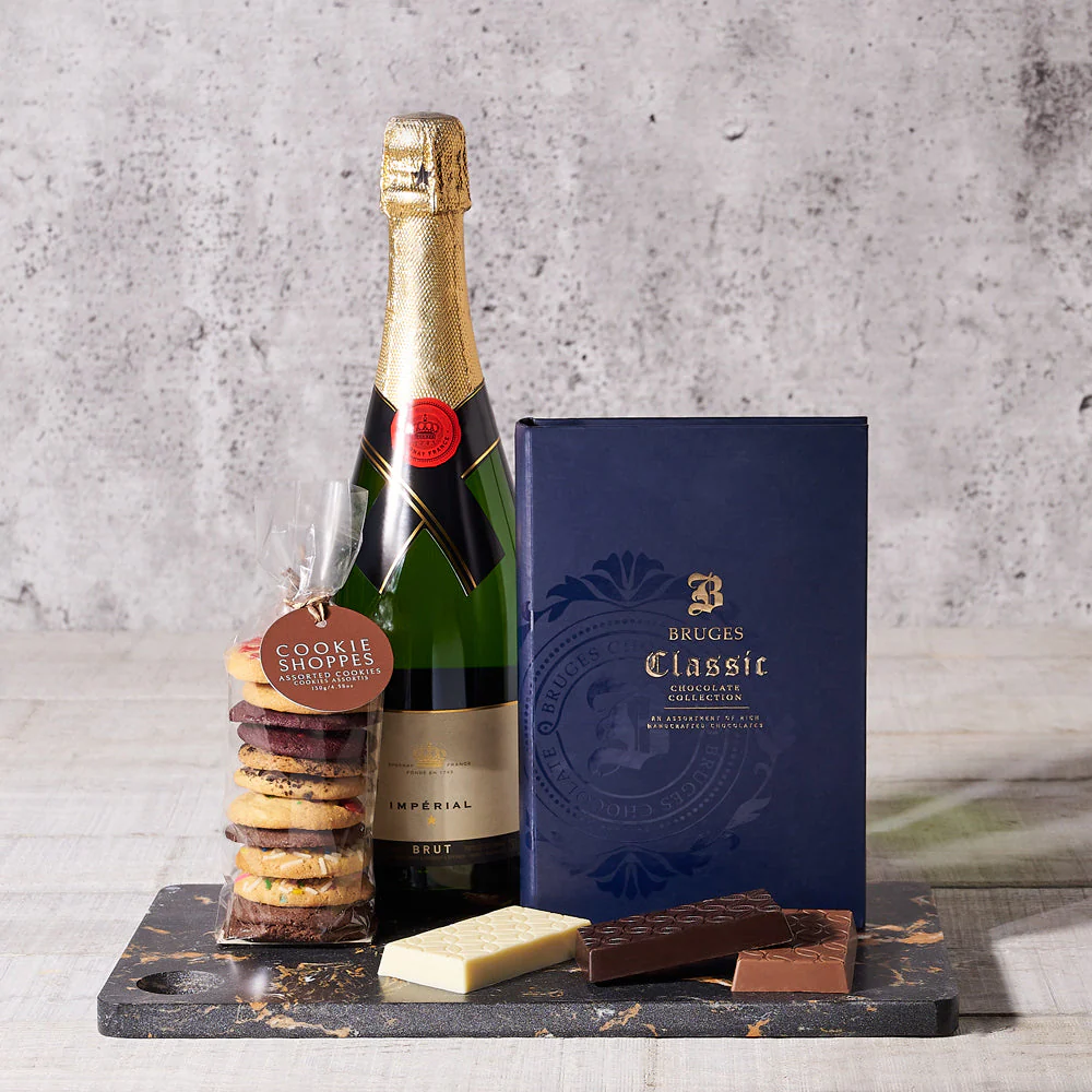 Gourmet Chocolates & Sparkling Wine Gift Basket