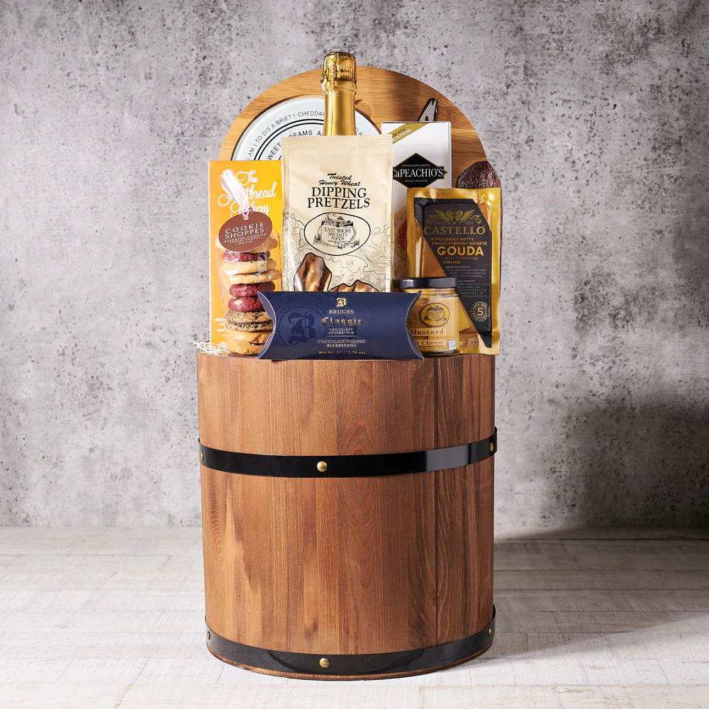 Gourmet Gift Barrel with Champagne