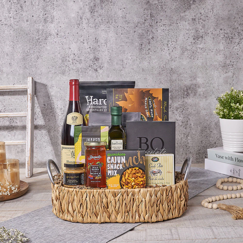 Seafood Serving Gift Tray with Wine